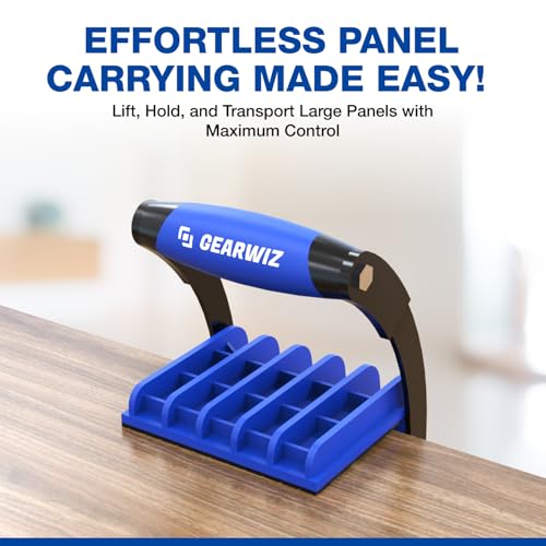 Gearwiz Panel Carrier Tool – Carry Plywood & Large Sheets up to 100 lbs – One-Handed Ergonomic Grip – Heavy-Duty Woodworking & Construction Sheet Lifter for 4x8 Panels – NOT FOR DRYWALL – 2 Pack