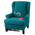 Granbest Premium Water Repellent Wingback Chair Cover 2-Piece High Stretch Jacquard Fabric Wing Back Chair Slipcovers (Wing Chair Cover, Blackish Green) - color: Blackish Green