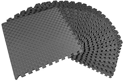 BalanceFrom 1" Extra Thick Puzzle Exercise Mat with EVA Foam Interlocking Tiles for MMA, Exercise, Gymnastics and Home Gym Protective Flooring, 72 Square Feet (Gray) | Tiles for Home Gym, Mat for Home Workout Equipment, Floor Padding for Kids, Gray, 24 in
