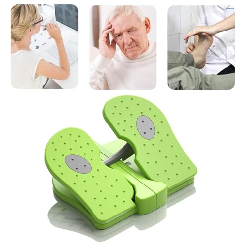 Foot Stepper Machine, Foldable Leg Exerciser Under Desk Foot Pedal Exerciser Reinforced Nylon Leg Workout Trainer for Home Office Use - color: Green