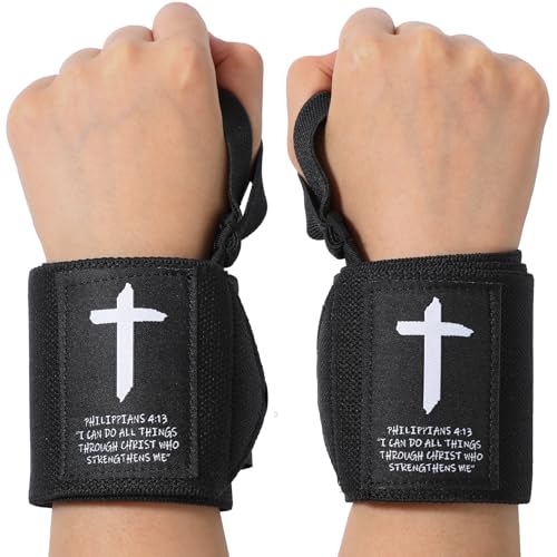 Simgoing Cross Faith 25" Wrist Wraps for Weightlifting, Wrist Straps for Men and Women, Straps Support with Heavy Duty Thumb Loop Wrap for Powerlifting, Strength Training, Bodybuilding