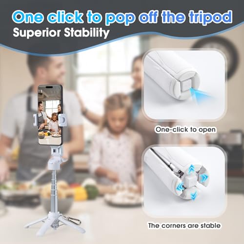 Magnetic Tripod for Phone,2 in 1 for Magsafe Stand＆ Clip Portable Pocket Size Selfie Stick for Android/iPhone,Phone Holder with Wireless Rechargeable Remote Control for Photography, Live Streaming - color: Light