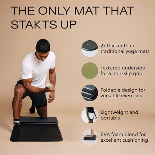 Stakt The Original Foldable Yoga Mat, Premium Foldable Exercise & Workout Mat with Non-Slip Surface, Lightweight Portable for Studio or Home Use, As Seen on Shark Tank - color: Iron