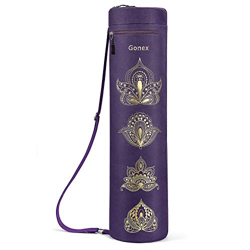 Gonex Yoga Mat Bag with Full-Zip Design, Fits Most Mats | 600D Oxford Fabric, Wet Pocket, Front Zip Pocket, Adjustable Strap, Fits Mats up to 26" - color: Purple