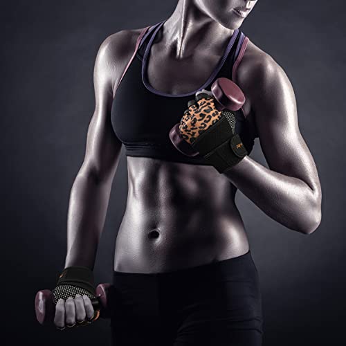 Workout Gloves with Wrist Wrap Support, Weight Lifting Gloves with Full Palm Protection & Extra Grip for Men Women Gym Exercise, Fitness, Weightlifting, Pull ups - color: Leopard, size: Large
