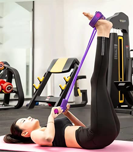 21 Fitness Resistance Bands-4 Tube Pedal Ankle Puller - 2023 New Sit up Leg Stretch Rope Exercise Bands with Handles, Stretching Workout Fitness Bands for Arm Weights Exercise Equipment - color: Red