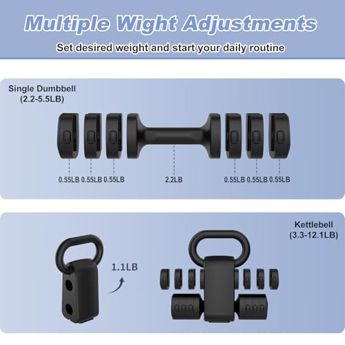 RINREA Adjustable Dumbbell Set, Hand Weight Dumbbells with Kettlebell Shell | ABS, Weight Adjustable, Quick Lock, Kettlebell & Dumbbell in 1 Set, Compact, Space-saving, Women, Home Gym, Office, Traveling - color: Black