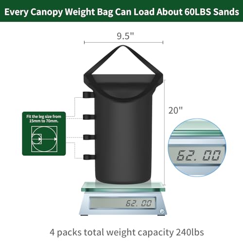 Inntop Canopy Weight Bags 240 lbs, Heavy Duty 1680D Tent Weights Sand Bags for Canopy Legs, Outdoor Sandbag Weights for Sun Shelter, Patio Umbrella, Gazebo (Sand Not Included) - size: 240 LBS