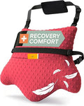 MOYOAMA Hysterectomy Pillow Post Surgery – Form-Fit Support Shield with Secure Straps, 2 Pockets, & Cozy Muff – After Hysterectomy Recovery Must-Haves, Post-Op C-Section Pillow Post Surgery Gifts - color: Bloom Red