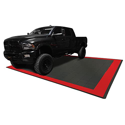 Speedway Garage Floor Mat Kit for 2-Car, Large, Black/Red - color: Black/Red, size: Garage Kit - 2-Car