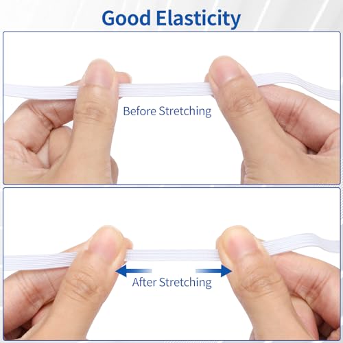 Elastic Band for Sewing 1/4 Inch Wide 10 Yards, Durable & Soft High Elasticity Stretch Elastic Bands Cord for Sewing, Waistbands, Pants, DIY Crafts, White - color: White, size: 1/4 Inch * 10 Yards