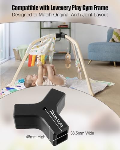 Frame Connector Replacement Part Compatible with Lovevery The Play Gym Frame, Durable PETG Arch Joint Mount Hardware, Structural Support Connector, Easy Installation, Black