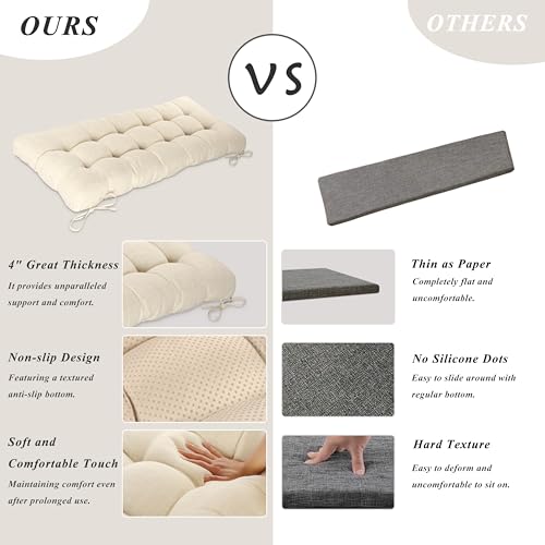 Indoor Bench Cushion for Indoor Furniture 48"x19" Beige 1 Pc | Thick, Stay in Place, Textured Fabric, for Entryway Window Shoe Storage and Kitchen Bench, Comfort Sitting, Upgrade Decor - color: Beige