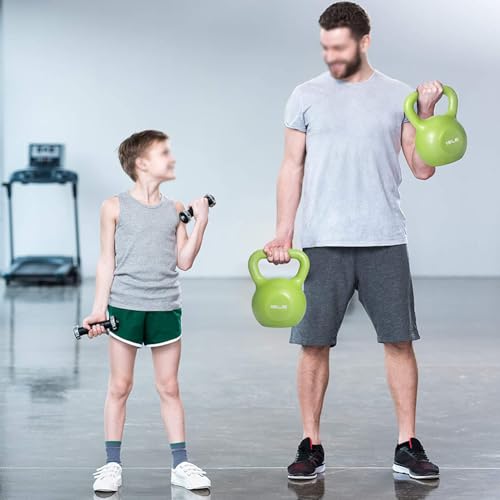 Kettlebell Set – 15 lb Vinyl Coated Weight for Women, Strength Training & Home Gym Workout Equipment with Comfortable Wide Grip Handle