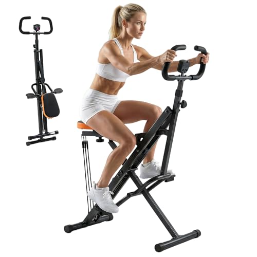 DUMOS Squat Machine, 330 LBS Capacity Heavy Duty Full Body Exercise Rower for Women with Adjustable Resistance, Foldable Glute Workout Equipment Exercise Machine for Home - color: Black