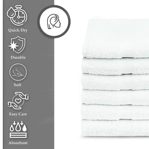GOLD TEXTILES 12 Pcs New White (20x40 Inches) Cotton Blend Terry Bath Towels Salon/Gym Towels Light Weight Fast Drying - size: 12 Pack Economy Grade