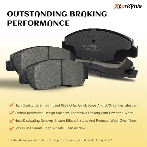 Front and Rear Ceramic Brake Pads for 2013-2018 Ford C-Max Escape Focus, 2018-2022 Ecosport, 2007-2013 Mazda 3/5, Vol-vo C30