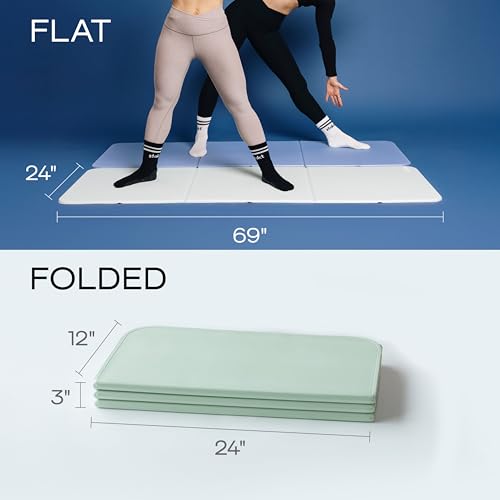 Stakt The Original Foldable Yoga Mat, Premium Foldable Exercise & Workout Mat with Non-Slip Surface, Lightweight Portable for Studio or Home Use, As Seen on Shark Tank - color: Seafoam