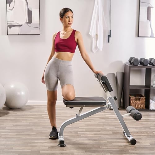 Lifepro SculptTrainer Roman Chair – 20+ Exercises, Foldable, 330 lb Cap | Hyperextension, hip thrusts, sit-ups & back extensions, 10 height positions, padded seat + dual rollers, alloy steel - color: Silver, size: Large