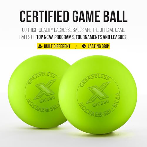 PEARL X Greaseless Lacrosse Balls by Guardian Innovations - Official Ball of NCAA Championships - Meets NOCSAE Standards and SEI/NCAA Certified - color: Optic Yellow, size: 10 Pack