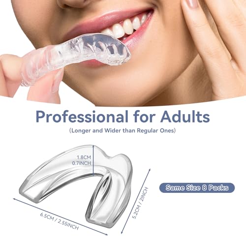 Mouth Guard for Teeth Grinding, Pack of 8 Moldable Mouth Guards for Clenching Teeth, Comfortable Night Guard for Adult Men Sport Athletic, Whitening Tray
