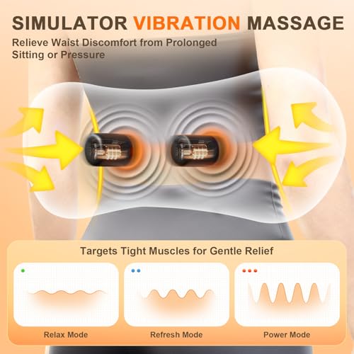 FunBy 3-in-1 Electric Lumbar Support Pillow,Triple Fusion Back Massager with Heat,Vibration&Traction,Back Support Pillow for Bed and Chair,Lumbar Support Pillow for Lower Back Pain Relief-LightGray - color: Lightgray