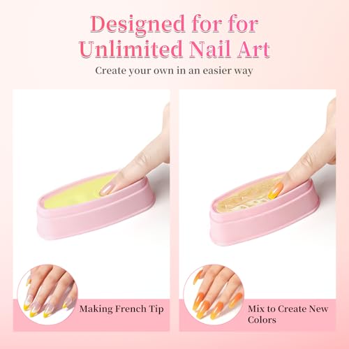 ANGNYA Nail Dip Container Dipping Powder Tray Set - 2 Pack French Manicure Dipping Powder Trays with Smile Line Guide for Professional DIY Nail Art