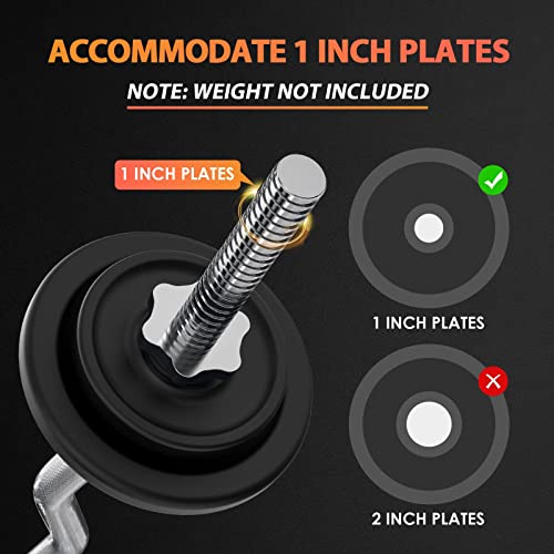 ExtreSpo 47" EZ Curl Bar Weight Lifting Bar, for Hip Thrusts/Squats/Lunges, 1" Weight Plates Curling Bar for Gym and Home, with Star Collars - style: 1 inch-silver