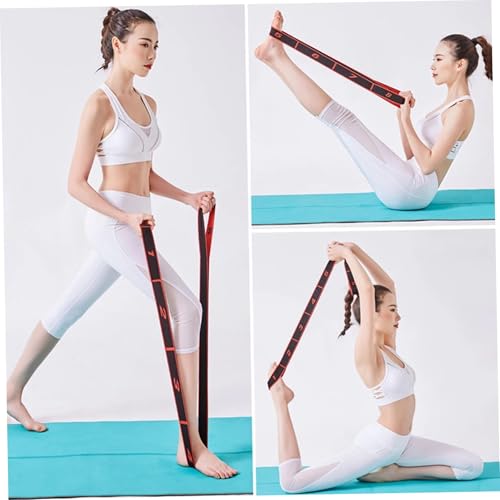 Stretching Straps 90cm Long Numbered Resistance Band with 8 Loops - Exercise Bands Adjustable Tension for Yoga, Pilates, Dance & Strength Training (Yellow) - color: Red
