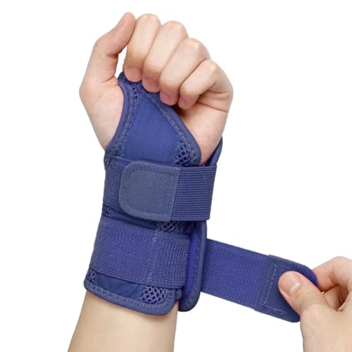 NuCamper Wrist Brace Carpal Tunnel Right Left Hand for Men and Women, Night Wrist Sleep Supports Splints Arm Stabilizer with Compression Sleeve Adjustable Straps,for Arthritis,Tendonitis,Sprained - size: Small/Medium (Pack of 1), style: Left Hand-Navy