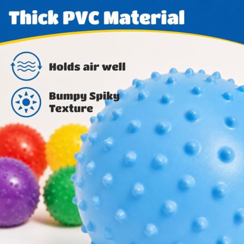 Bedwina Mini Knobby Balls - Bulk 5 Inch Sensory Balls and Spiky Massage Stress Balls with Pump, Fun Bouncy Ball Party Favors - style: 12-Pcs