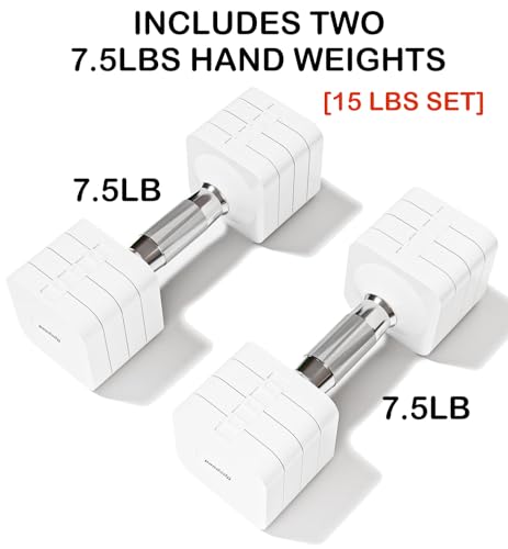 Adjustable Dumbbell Set for Women Men 7.5LB/10LB/15LB/20LB/25LB Pair | Stable Free Weight Hand Weights with Metal Handle for Home Gym Fitness Rehab Pilates Yoga Strength Training Equipments - color: White, size: 7.5LB SINGLE