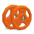 SPART Color Coded Weight Plate 2-Inch Rubber Coated Olympic Grip Plate for Barbell, Solid Cast Iron Weight Plates for Strength Training, Weightlifting, Crossfit, Home Gym, 2.5LB/5LB/10LB/25LB/35LB/45LB, Pair - color: 10LB-Pair