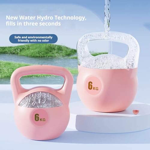Water Filled Kettlebell, 6kg Adjustable Soft PE Kettle Bell with Ergonomic Non-Slip Handle, Portable Fillable Weight for Home Gym Strength Training Travel Yoga Fitness - color: Light Blue