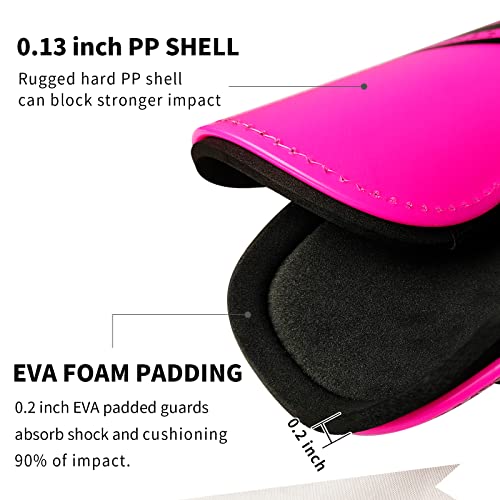 newox Soccer Shin Guards Kids Youth - Shin Pads Protection Boys Shin Guards Soccer Youth - Soccer Shin Guards for Kids 3-15 Years Old Girls Boys - color: Pink+Black, size: Large