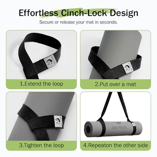Slim Panda Yoga Mat Straps for Carrying, Adjustable Yoga Mat Carrier Sling Fits All Mats(Mat Not Included) - color: Black, size: 90 inches