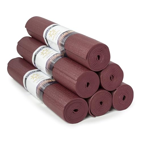 Voyage 5mm Studio Yoga Mats, 6 Pack, 72x24in - color: Burgundy