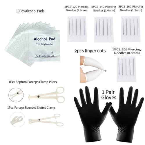 A-minusone 84+98+120PCS Body Septum Piercing Kit 14G 16G Tools for Nose Tongue Lip Ear Eyebrow Belly Button Cartilage Tragus Industrial Barbell Helix Daith Piercing Jewelry Clamps - size: 98 Pcs