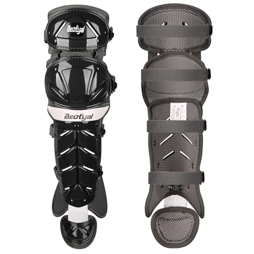 Baseball Softball Catcher Leg Guards Shin Guards for Youth Adult - size: 12"-Youth Black