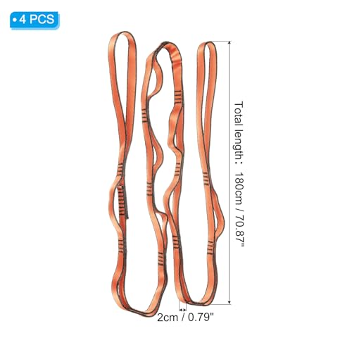 PATIKIL Daisy Chain Straps, Strong Climbing Strap Adjustable Nylon Chain Sling with Loops for Aerial Yoga Hammock Swing - color: Orange, size: 71 Inch