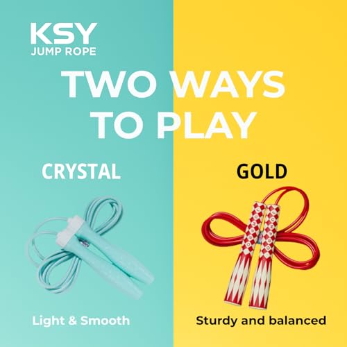 KSY Kids Jump Rope (Crystal Series) – Durable PVC Jump Rope for Kids Ages 6-12 – Lightweight, Adjustable, and Tangle-Free – Made in Korea - color: Mint