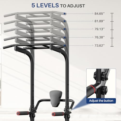 BangTong&Li Power Tower, Pull Up Bar Dip Station/Stand for Home Gym Strength Training Workout Equipment - color: Black-02
