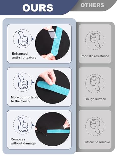 Secopad Original Anti-Slip Shower Stickers for Bathtub & Shower Floor, Strong Adhesive Safety Strips with Scraper Ideal for Families with Kids, Adults & Seniors, 12 PCS (Blue) - color: Blue