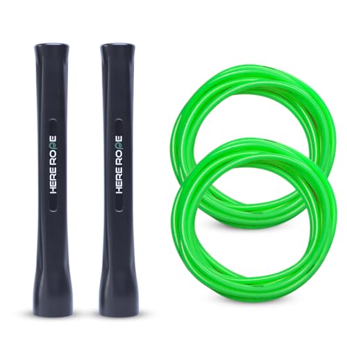 Jump Ropes for Men Women Kid, 5mm PVC Jumprope With Shatterproof Handles, 2 Ropes, Hererope Adjustable Skipping Rope Design for Speed, Boxing, Cardio and Endurance Training, Workout - color: Meadow