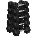 Hex Dumbbell Sets, 90-640 lb Rubber Encased Exercise & Fitness Dumbbells Set, Hand Weight for Strength Training, Weight Dumbbells - size: 215 lb set (pair of 15, 17.5, 22.5, 25, 27.5)