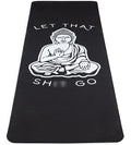 Yoga Mat - Large Print, Non-Slip Grip, TPE All Purpose, Black, Let That Go