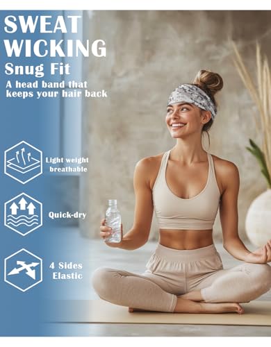 Headbands for Men & Women, Sweat Headband Non-Slip Sweatband Sports Running Cycling Yoga Basketball Workout Football Training - color: Camo Pack