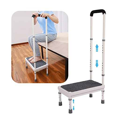 Step Stool with Handle for Elderly Adults, High Beds Steps Heavy Duty Metal Stepping Stool Mobility Aids Stand Assist, Medical Adjustable Bariatric Step Stool for Kitchen, Bedside, SUV, Bath - 400 lbs - size: 17.8x10.3x41.5inch