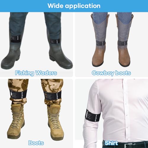 Cowboy Boot Straps, Adjustable Elastic Pant Leg Straps for Biking, Fishing, Hiking, Wading etc. - color: Black-2pcs