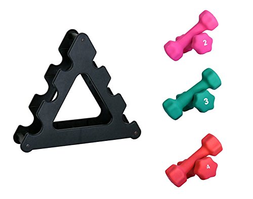 Ader Neoprene Dumbbell Set w/Rack - color: Neoprene Dumbbells 3 Pair w/ Rack (2, 3,4 lbs)
